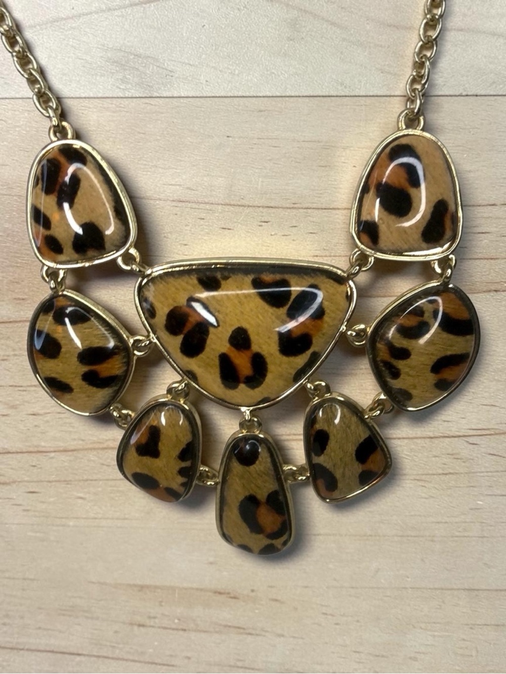 Silver Tone and Faux Leather Necklace